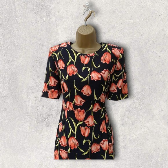 Vintage Fink Floral Sheath Dress, Size 10 - Picture 2 of 4